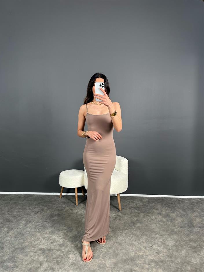 Anilia Vizon İp Askılı Maxi Uzun Elbise
