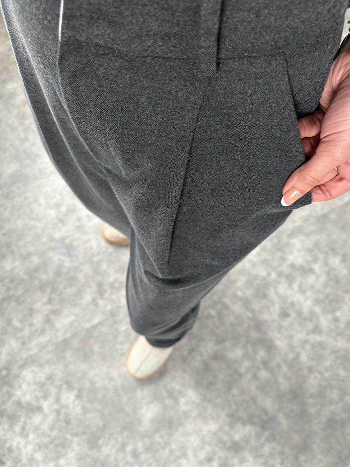 Antrasit  Premium Kalite Yünefek Palazzo Pantolon 