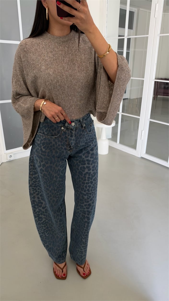 Koyu Mavi Leopar Desenli ZR Model Tasarım Jean GAUS-02255
