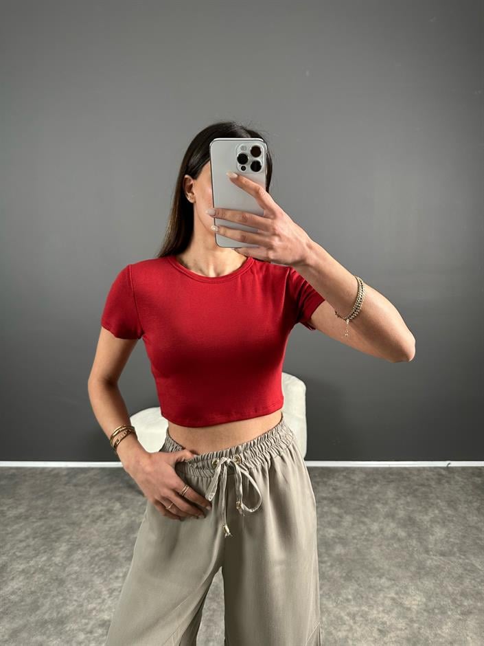 Ales Bordo Crop Basic Tshirt