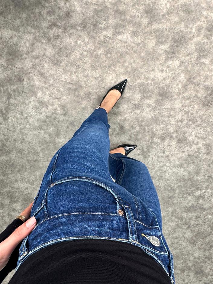 Boon ZR Model Koyu Mavi Kesik Paça Jean