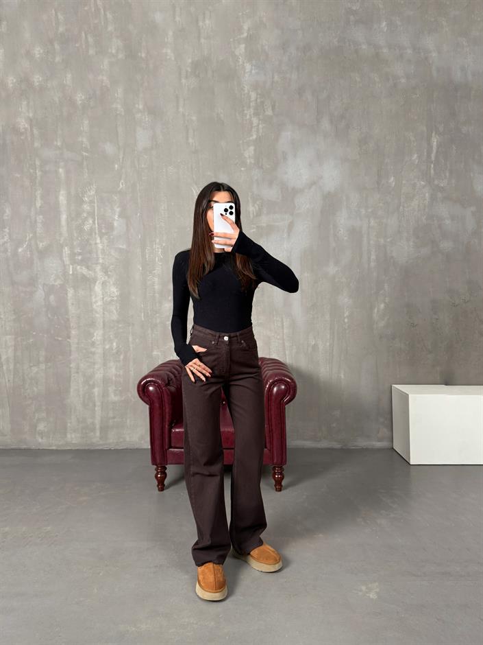 Revin Acı Kahve ZR Model Wide Leg Jean