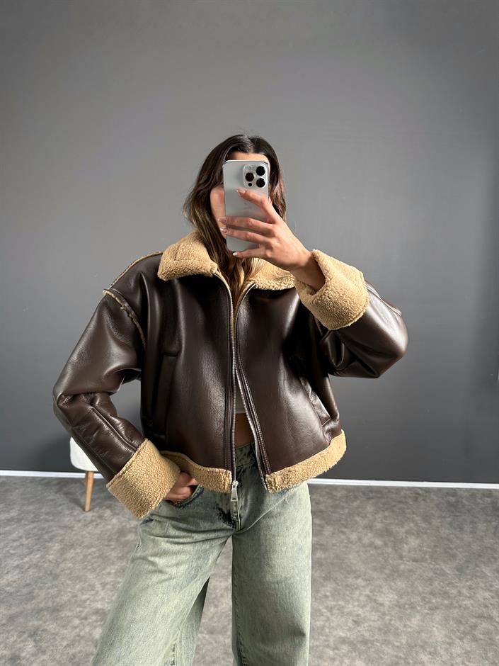 Lona Aci Kahve İçi Kürklü Mont 