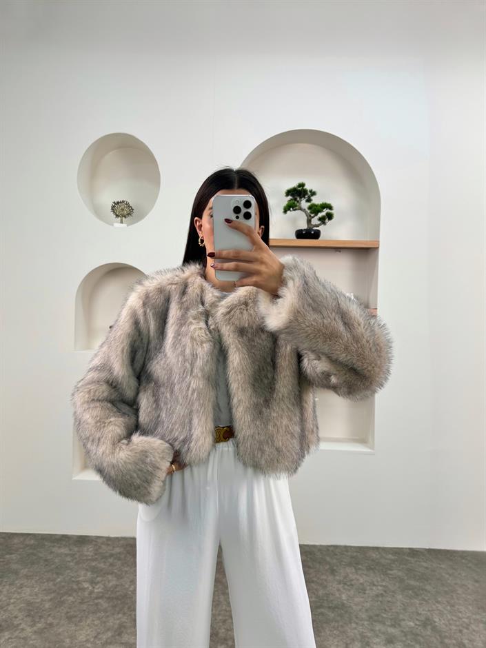 Viba Bej Kırçıllı Astarlı Kürk