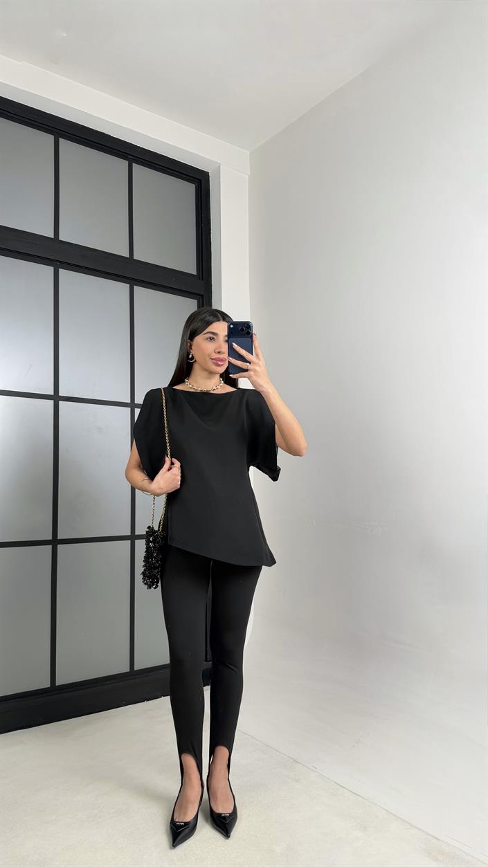 Siyah Balon Kol Bluz GAUS-01126