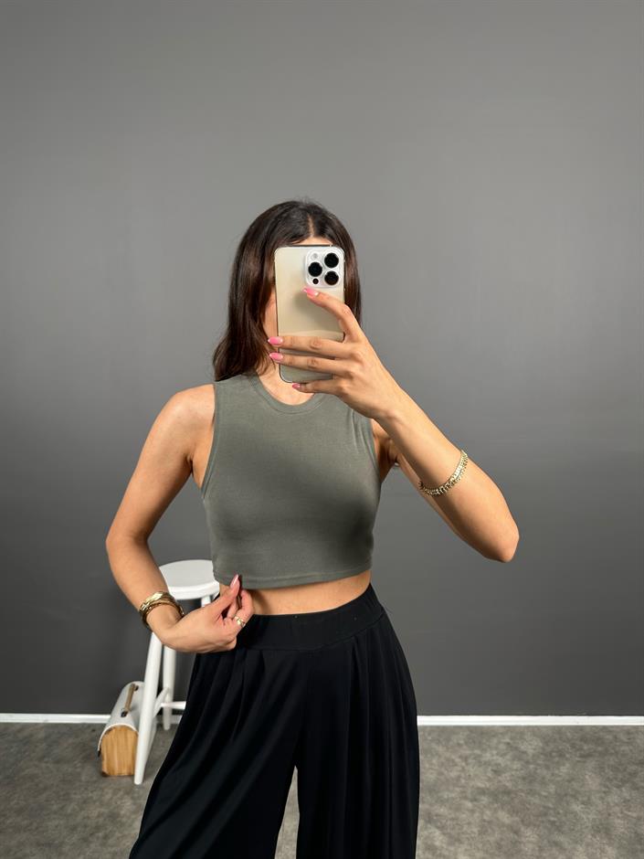 Lex Haki Sıfır Kol Crop