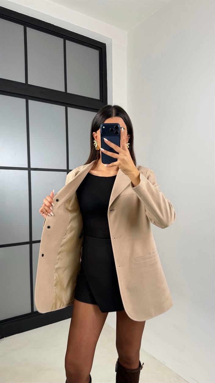 Vizon Astarlı Blazer Süet Ceket GAUS-00605