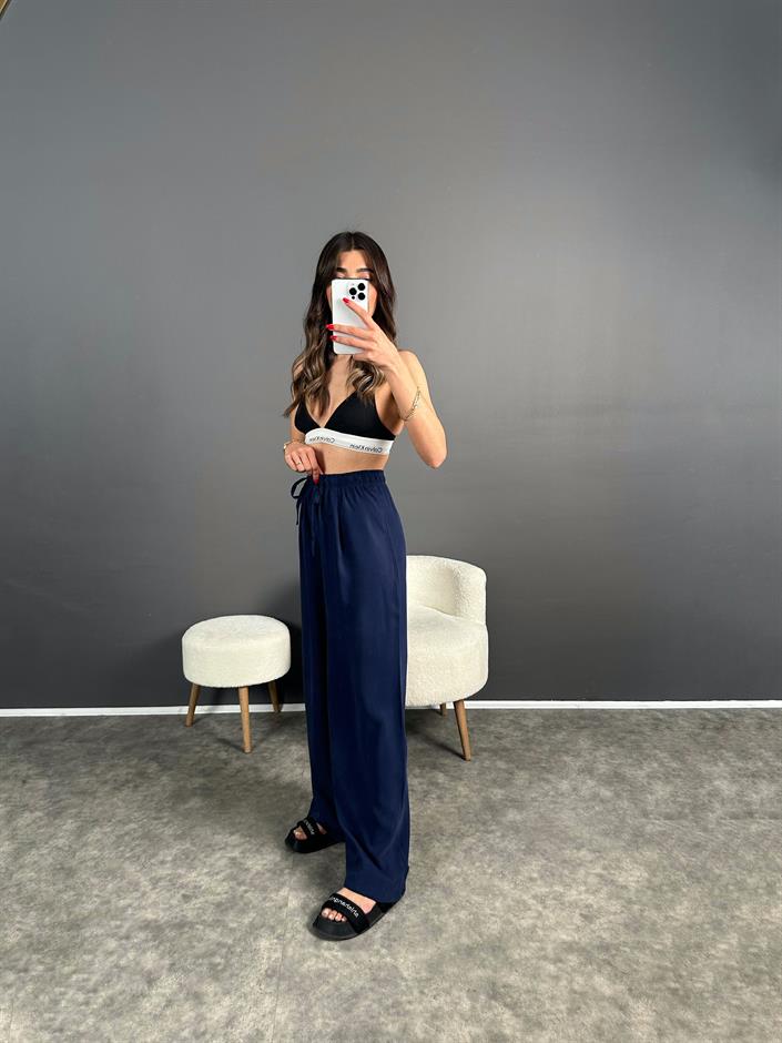 Raisa Lacivert Basic Beli Lastikli Pantolon