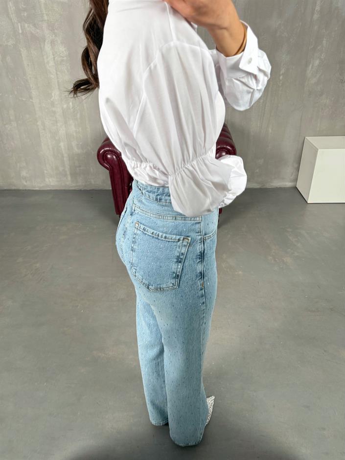 Mavi Taşlı Yıkamalı Jean Gaus00085