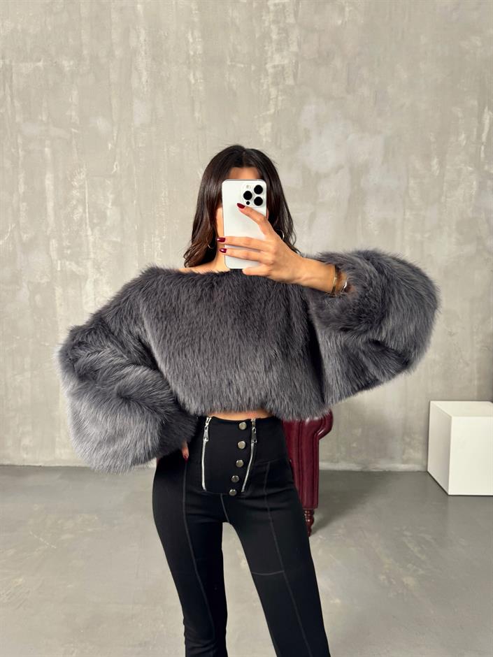 Evas Füme Muadil Kürk Sweat