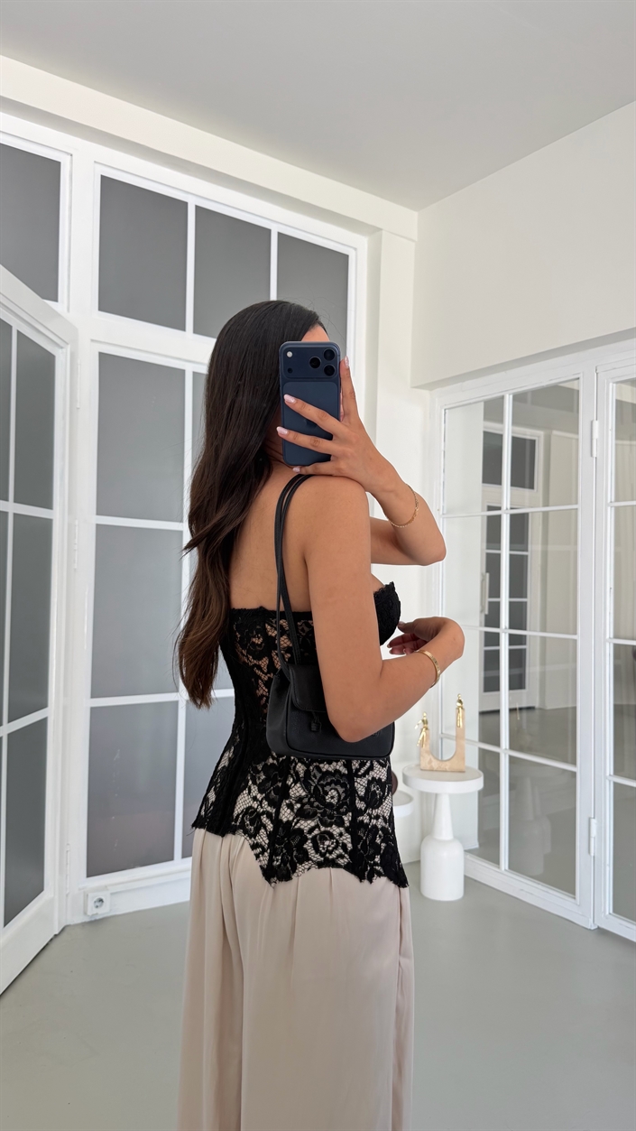 Bej Yumuşak Dokulu Saten Şalvar Pantolon GAUS-01812