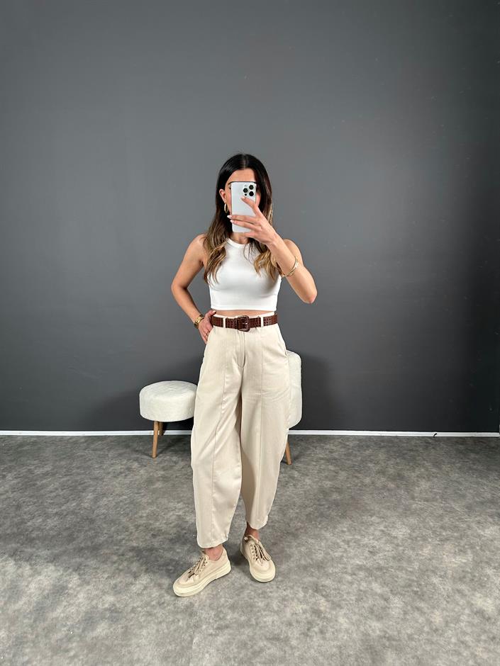 DC Taş Keten Kemerli Şalvar Pantolon 