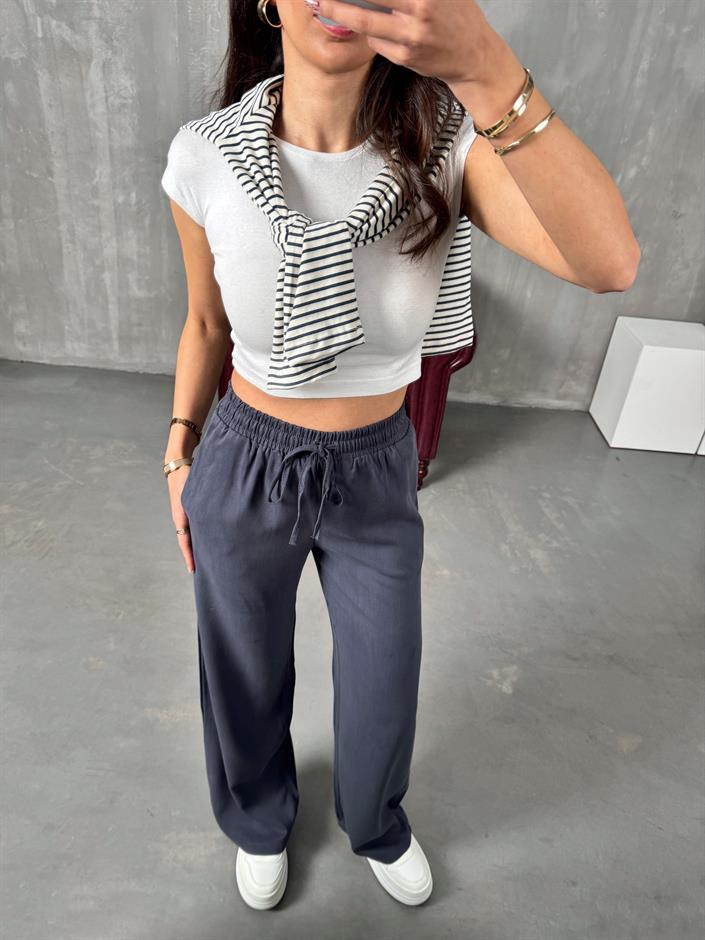 Parisian Antrasit Tensel Muadil Beli Lastikli Pantolon