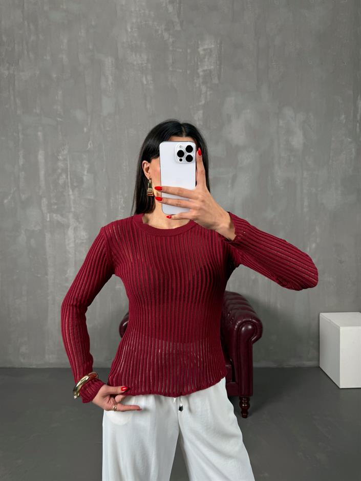 Glov Bordo Transparan Fitilli Bluz