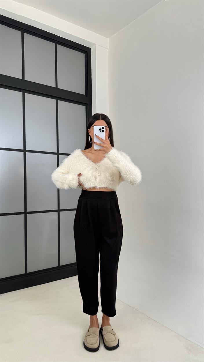 Siyah Beli Lastikli Modal Kumaş Şalvar Pantolon GAUS-00210