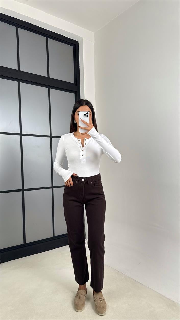 Acı Kahve ZR Model Kesik Paça Jean GAUS-00173