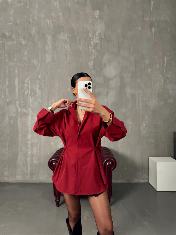 Athen Bordo ZR Model Oversize Tasarım Gömlek