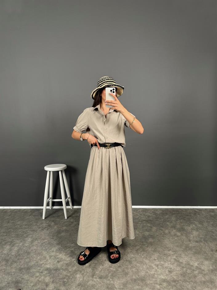 Fleur Açık Vizon Zr Model Etek Bluz Takım 