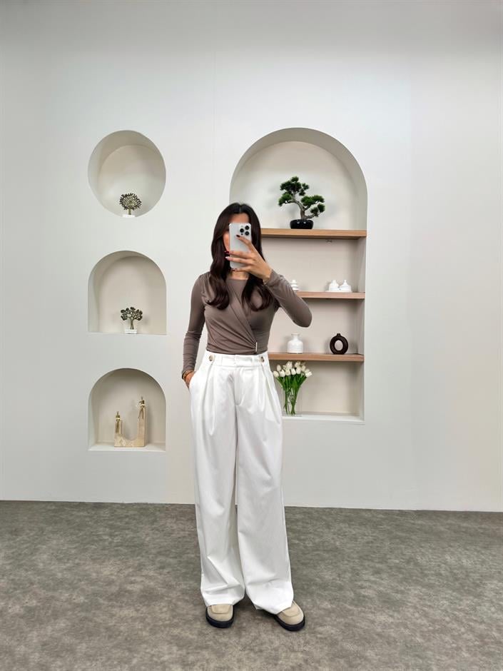 Quen Beyaz Palazzo Pantolon