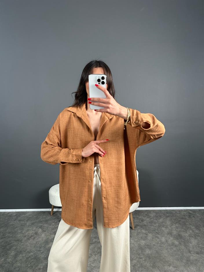 Daria Taba Keten Oversize Gömlek