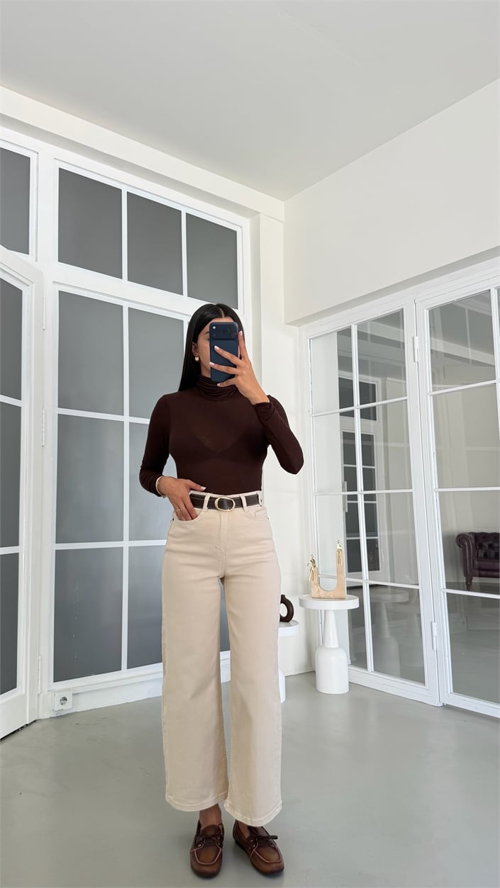 Krem ZR Model Kemerli Jean GAUS-02071