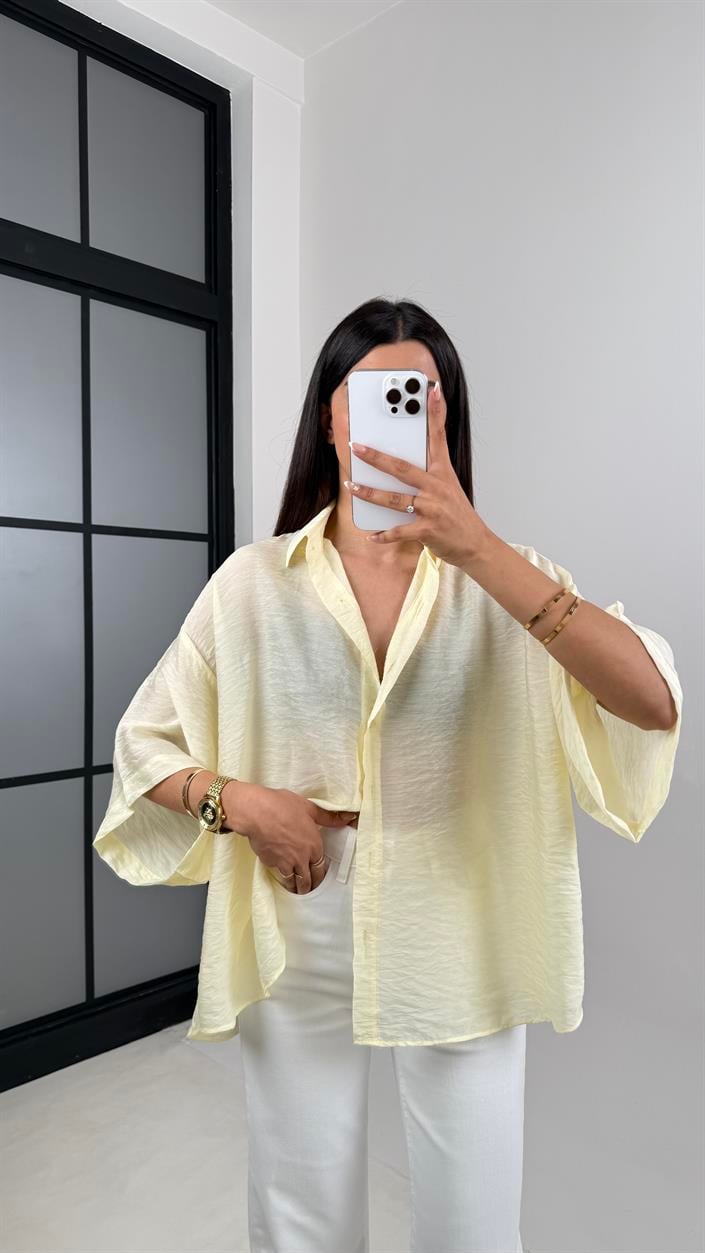 Sarı Premium Tencel Gömlek Gaus00606