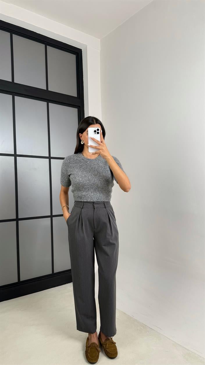 Antrasit Cepli Kumaş Pantolon GAUS-00544