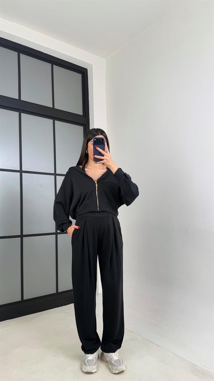 Füme Hırka Beli Lastikli Pantolon OYS Model Premium Modal Takım GAUS-01023