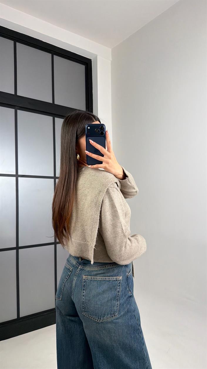 Vizon Şal Detaylı Triko Kazak GAUS-00862