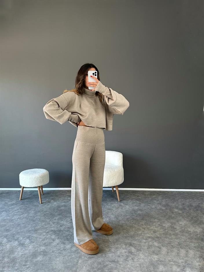 Li Vizon Crop Pantolon Triko Takım 