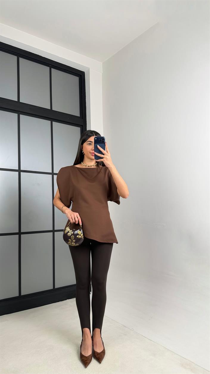 Kahve Balon Kol Bluz GAUS-01126