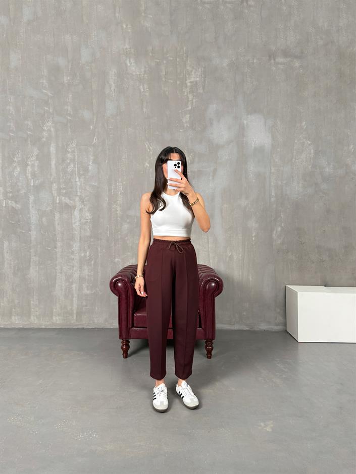 Sofya Kahve Oysh Muadil Modal Kumaş Balon Pantolon