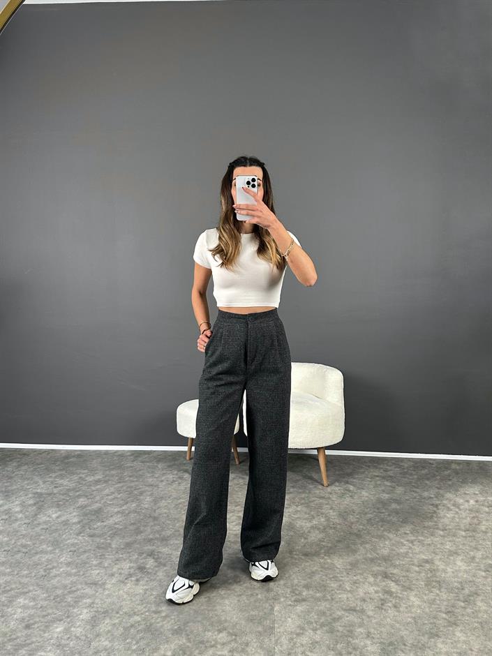 Gri Yünefek Palazzo Pantolon 