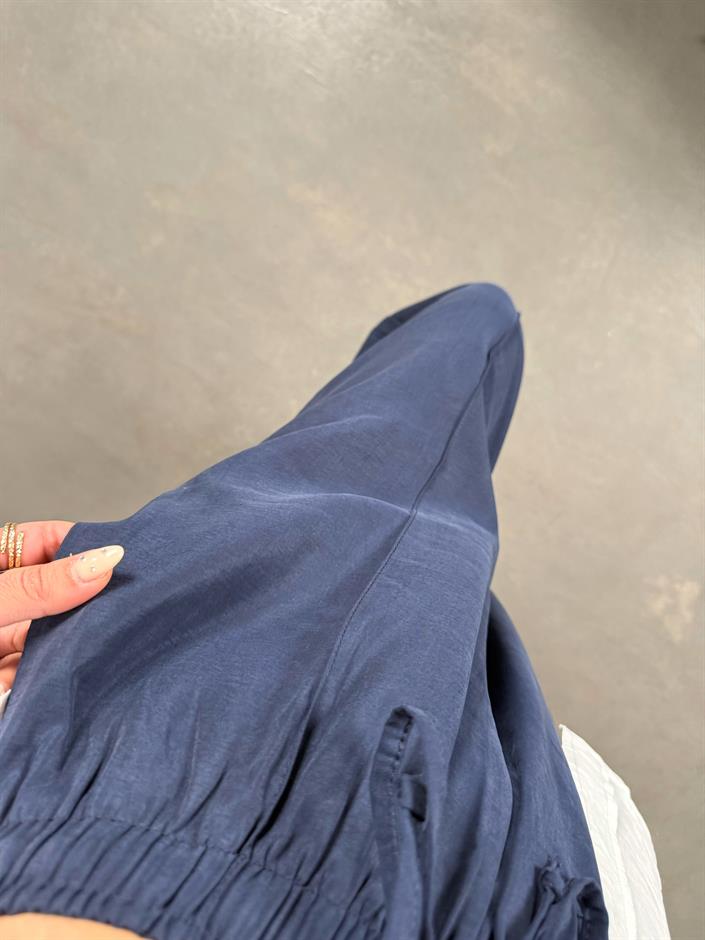 Orfi Lacivert Çımalı Tensel Şalvar Pantolon