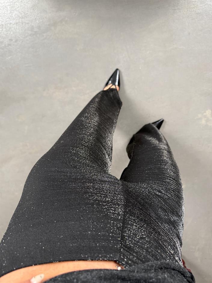 Samba Siyah Simli Parlak Pantolon