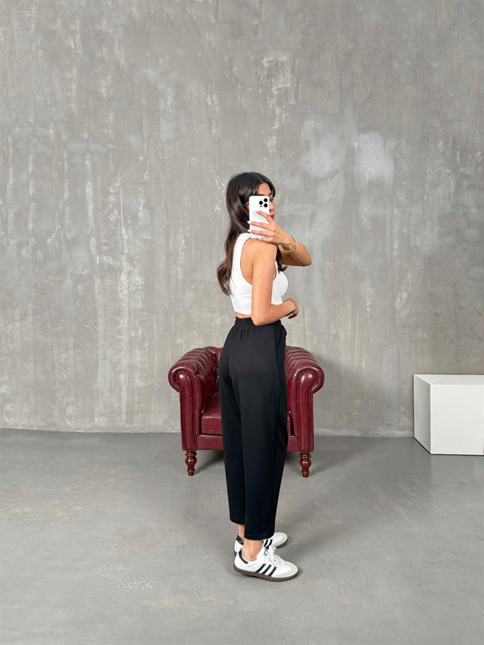 Sofya Siyah Oysh Muadil Modal Kumaş Balon Pantolon