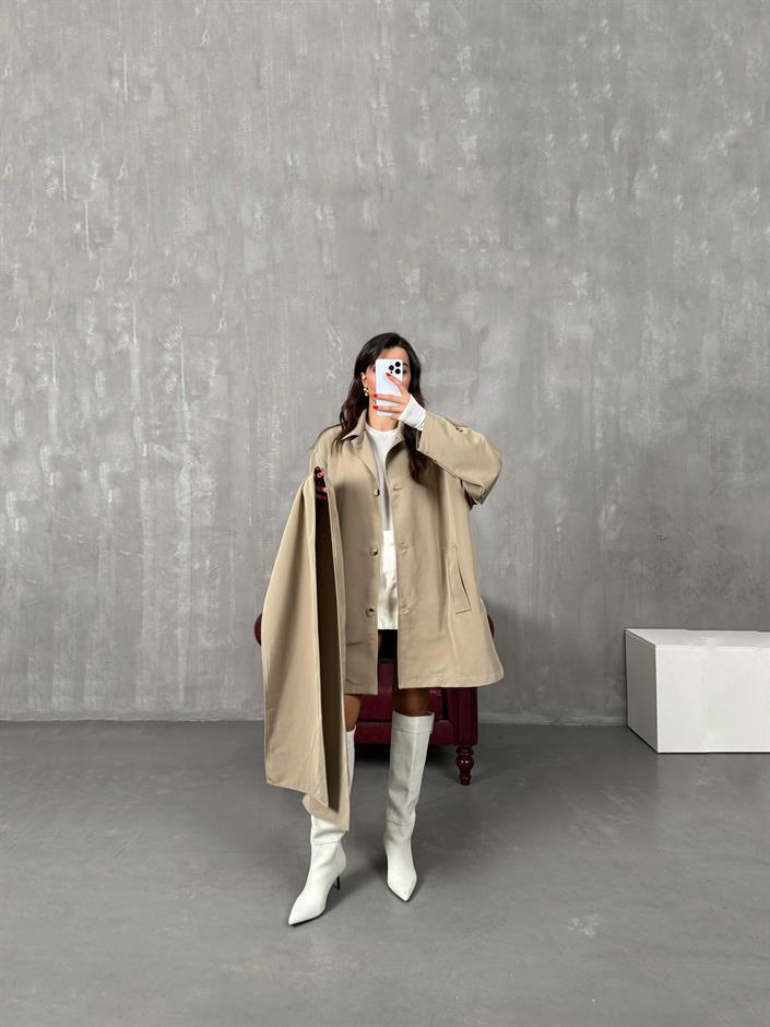 Raven Haki ORJ MD Etiketli Astarlı Atkı Detaylı Trençkot