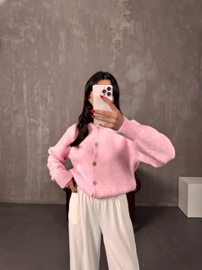 Toms Pembe Düğmeli Yumoş Hırka