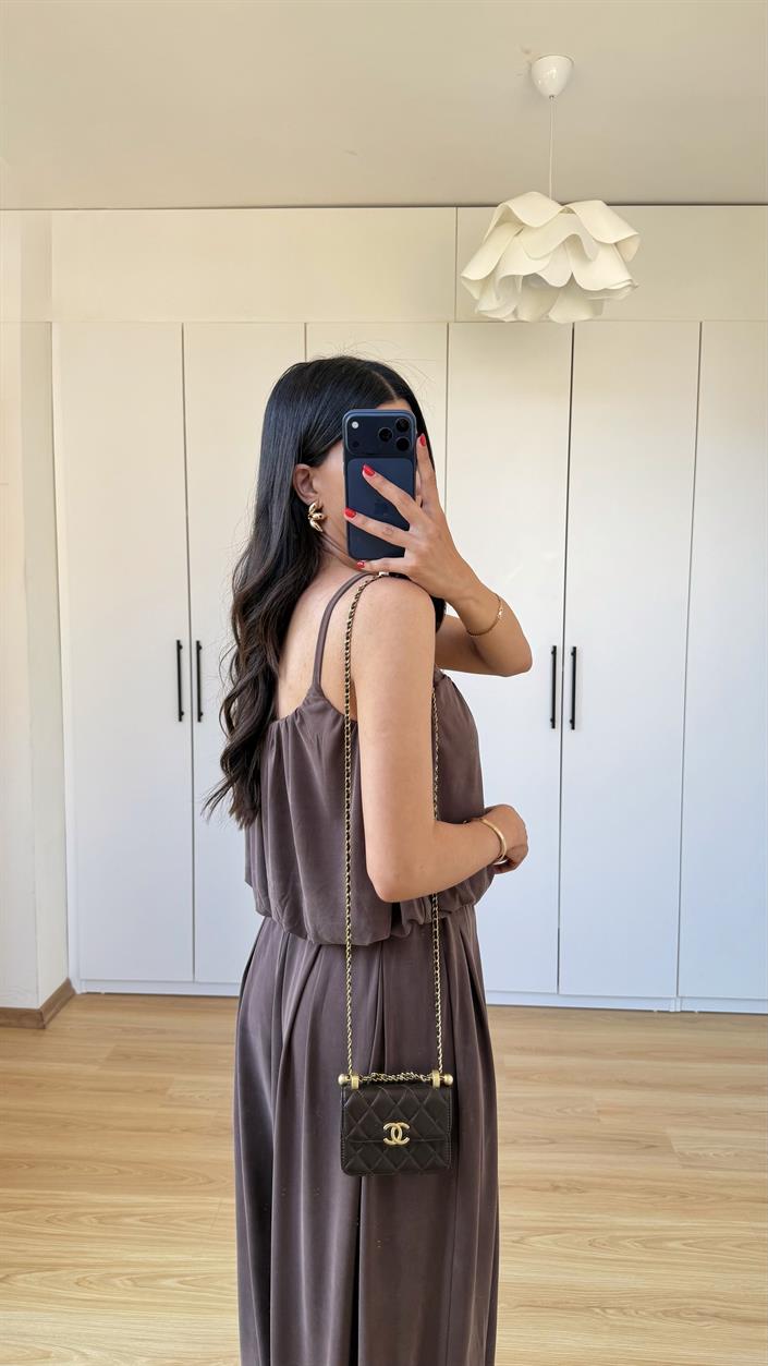 Kahve OYS Model Crop Üst Pantolon İkili Modal Kumaş Takım GAUS-01602