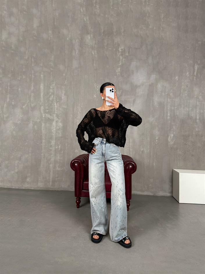 Mavi Yırtık Detaylı Yıkamalı Jean Gaus00086