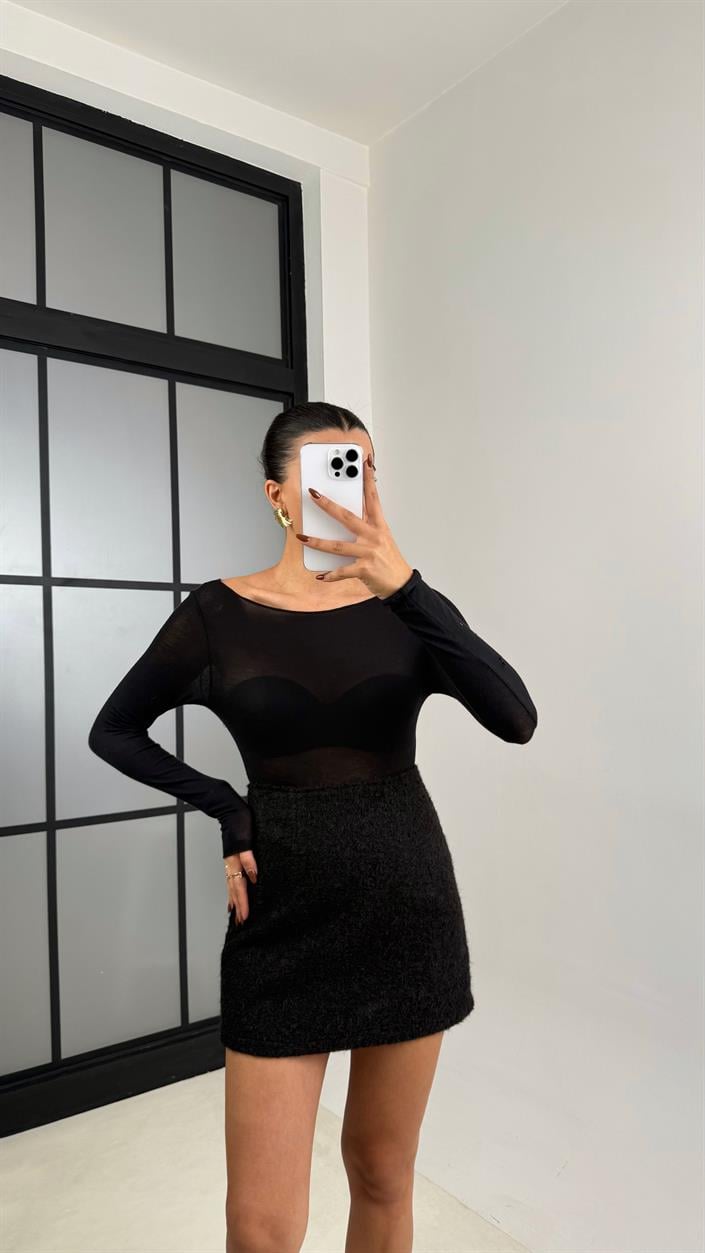 Siyah Keçeli Astarlı Etek GAUS-00222