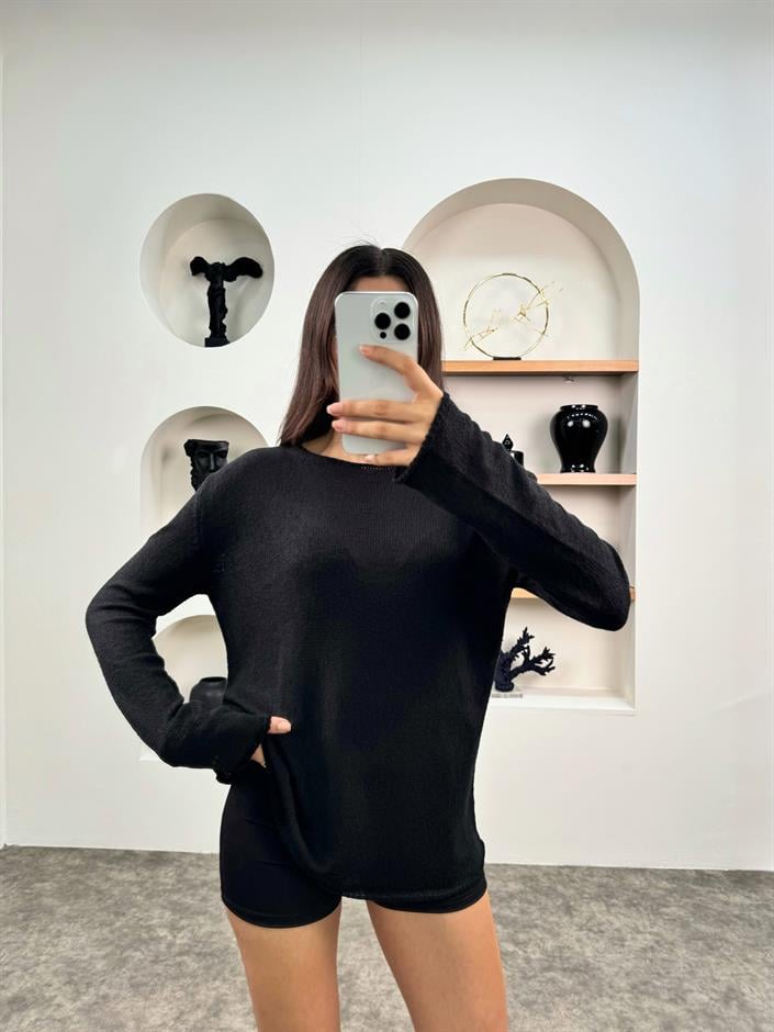 Lizy Siyah MD Muadil İnce Triko Kazak