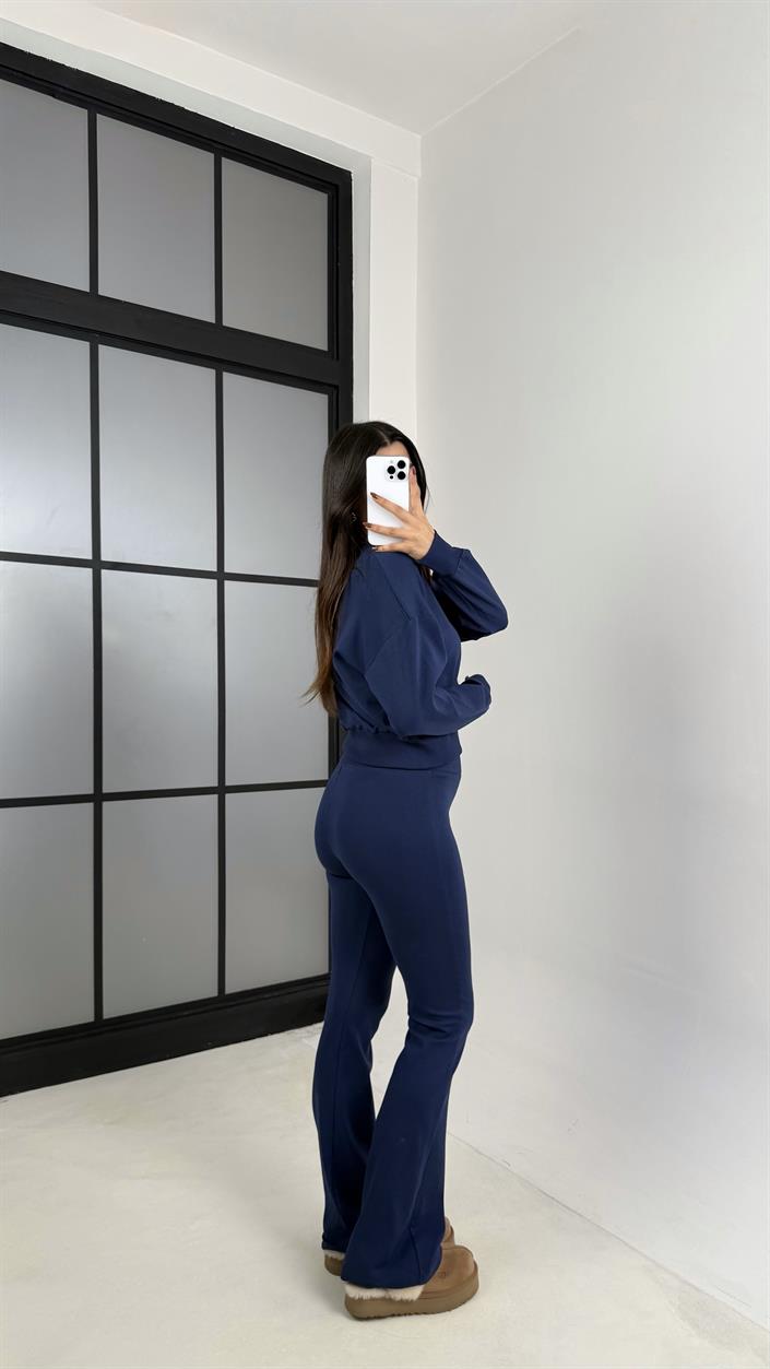 Lacivert Sweat İspanyol Paça Pantolon Muadil İkili Takım GAUS-00208