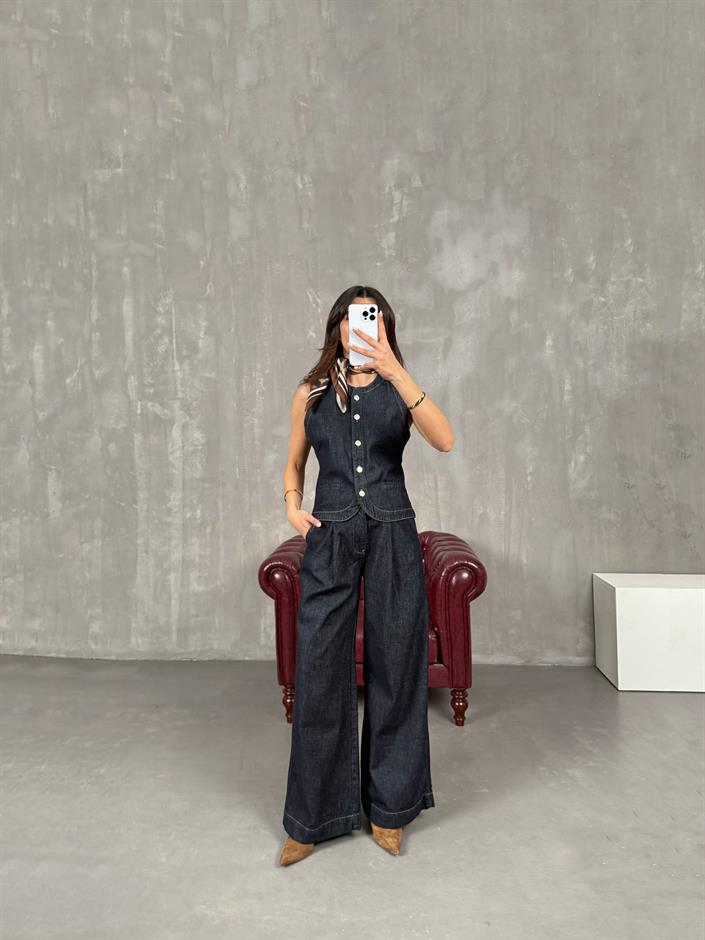 Rolfi Lacivert ZR Muadil Yelek Pantolon Denim Takım