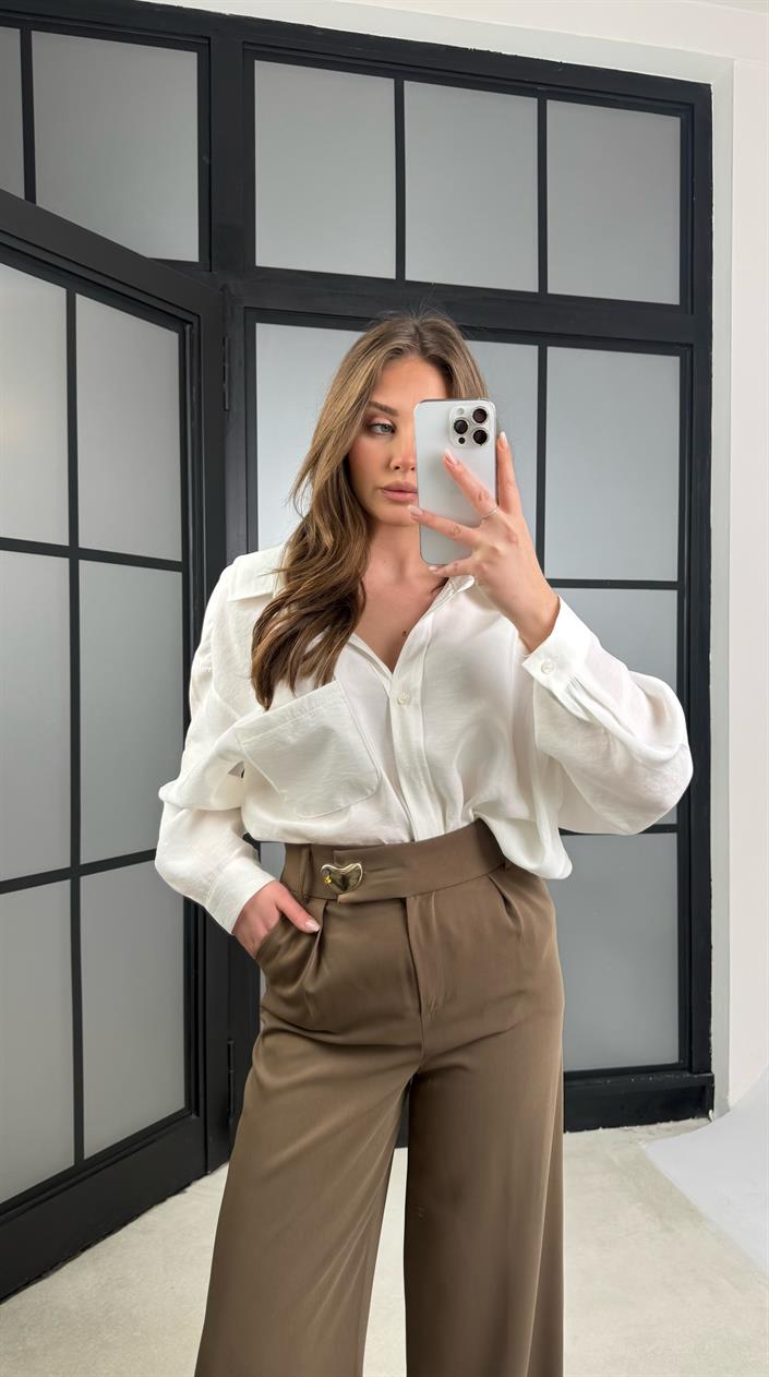 Haki Gold Toka Detaylı Pantolon GAUS-01168