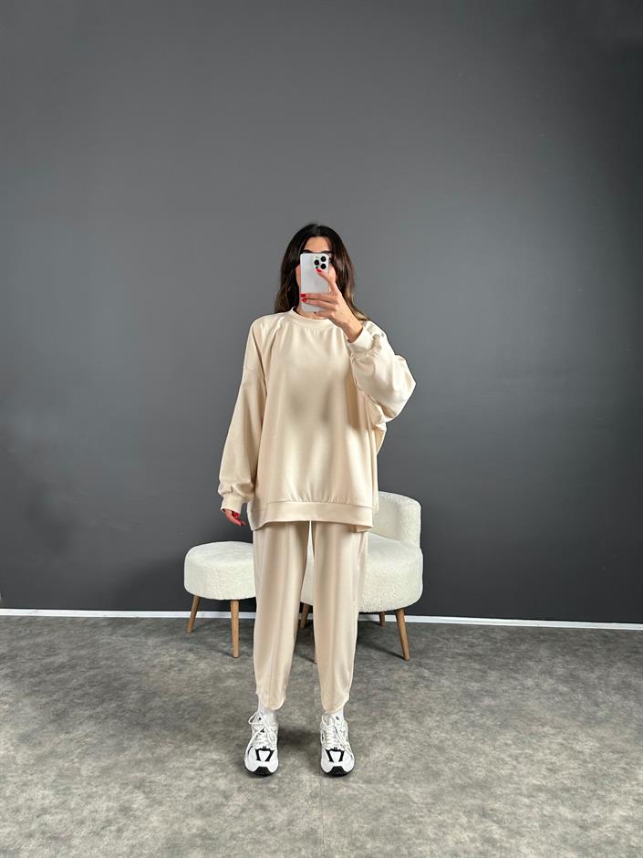 Buch Krem Oysh Kumaş Oversize İkili Takım