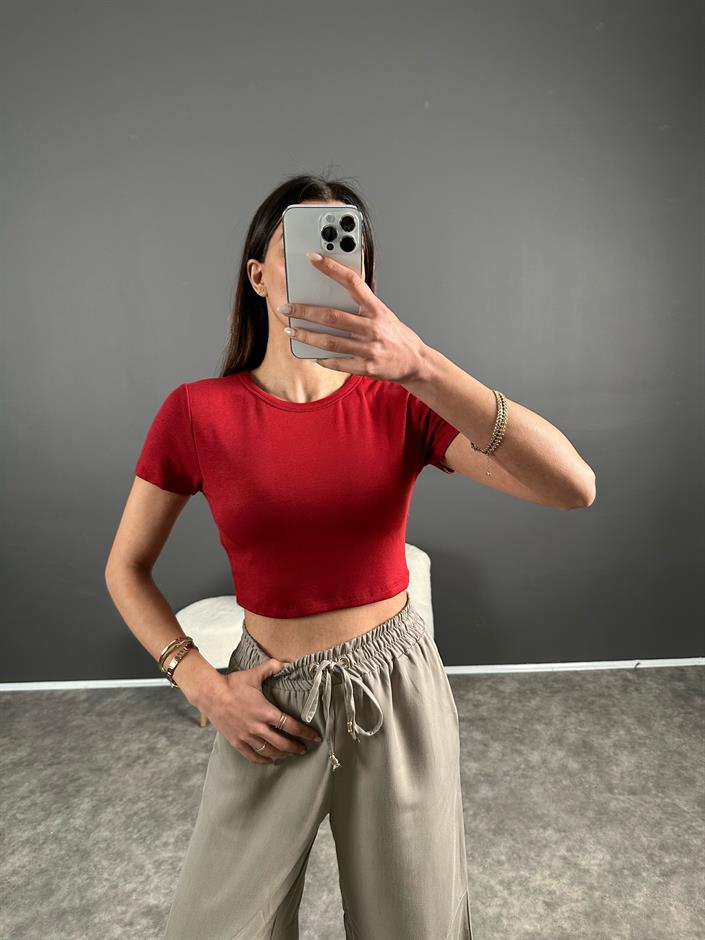 Ales Bordo Crop Basic Tshirt