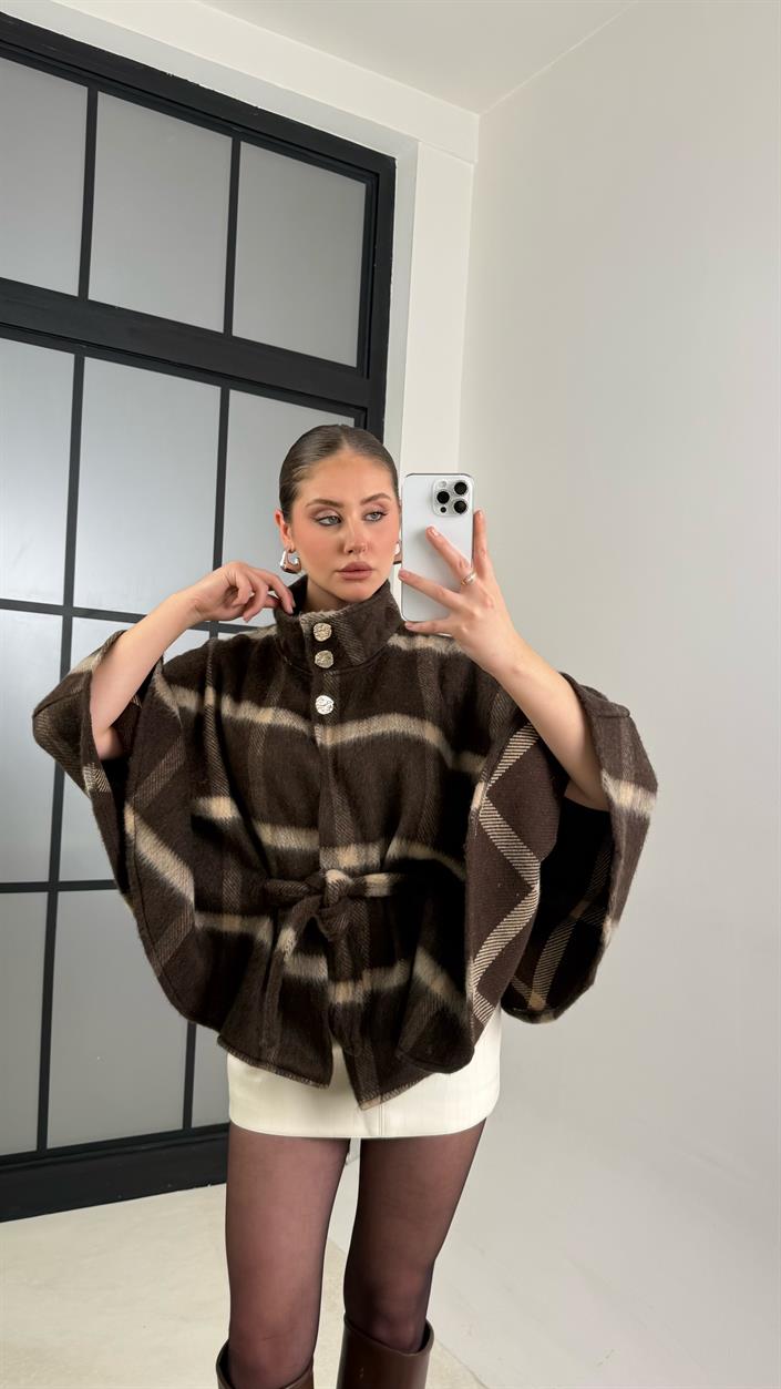 Kahve Ekose Desenli Premium Panço GAUS-00679