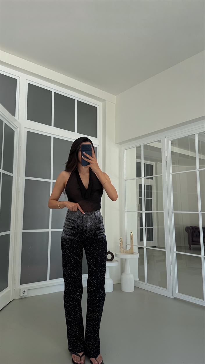 Siyah Taş Detaylı Premium Denim Pantolon GAUS-01794