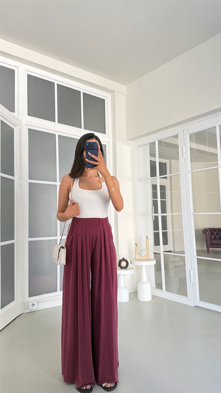 Mürdüm OYS Model Beli Lastikli Pantolon Modal Pantolon GAUS-01808